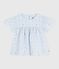 Blusa a maniche corte in popeline di cotone con stampa bambina blu FRAICHEUR/bianco MULTICO