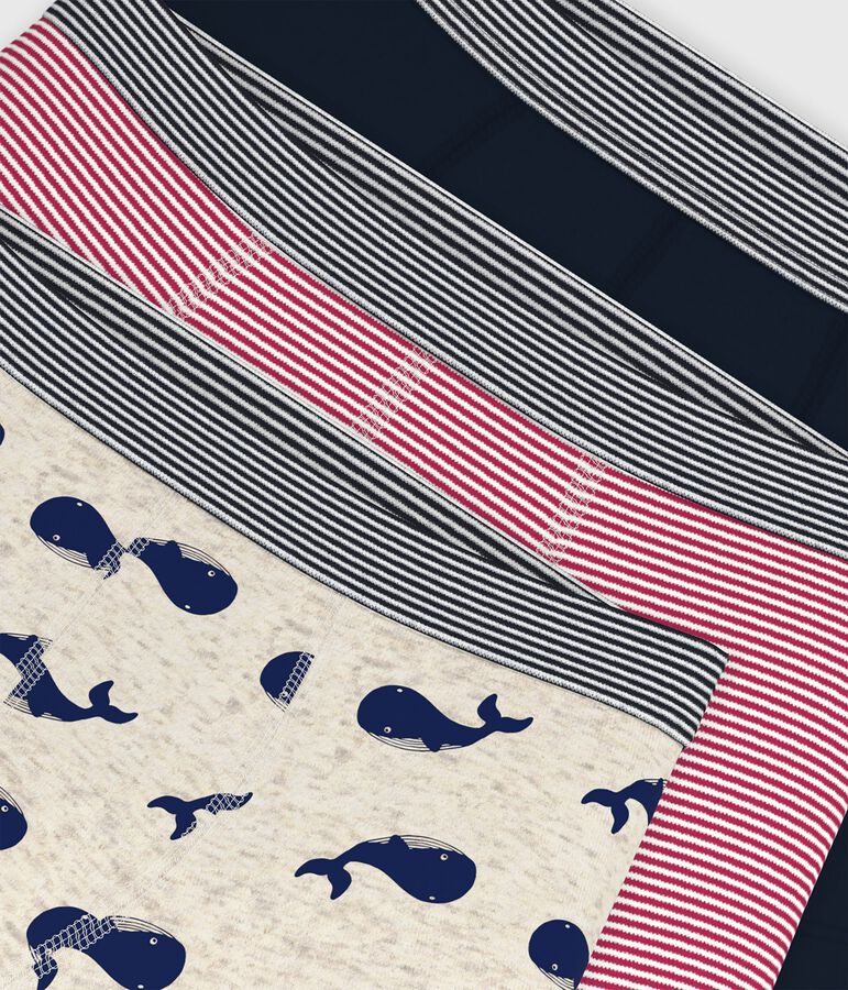 Set di 3 boxer in cotone con stampa di balene bambino multicolore