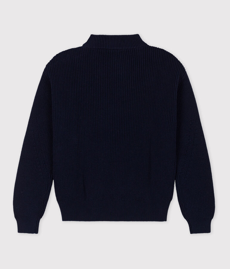 Maglione a costa inglese in cotone donna blu