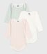 Set da 3 body a maniche lunghe in cotone a fiori neonato