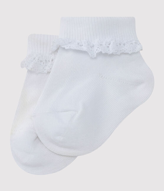 Calze bambina ricamate bianco ECUME