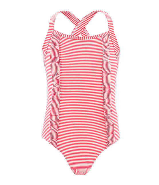 Costume intero bambina rosa GROSEILLER/bianco MARSHMALLOW