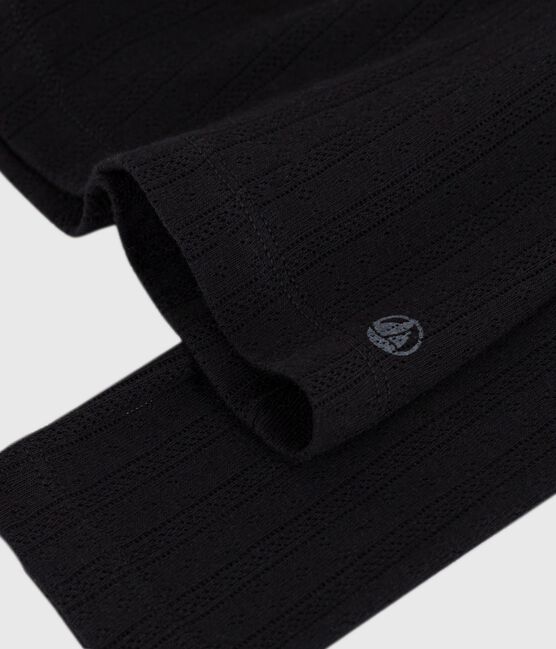 T-shirt L'Iconique a maniche lunghe in cotone traforato donna nero BLACK