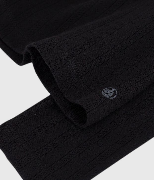 T-shirt L'Iconique a maniche lunghe in cotone traforato donna nero