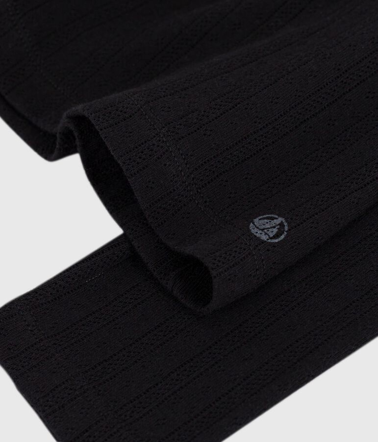 T-shirt L'Iconique a maniche lunghe in cotone traforato donna nero