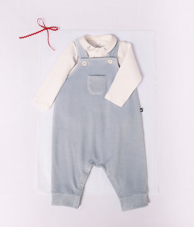 Set salopette e body con colletto in cotone tinta unita neonato POLAIRE