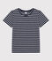 T-shirt LE DROIT girocollo in cotone Donna blu SMOKING/bianco MARSHMALLOW