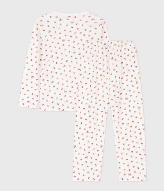Pigiama bambino unisex in cotone motivo volpe bianco MARSHMALLOW/bianco MULTICO