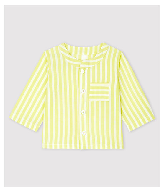 Blusa a righe gialle bebè in popeline di cotone biologico giallo JAUNE/bianco MARSHMALLOW