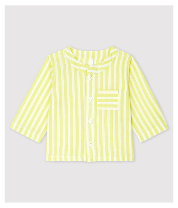 Blusa a righe gialle beb&egrave; in popeline di cotone biologico giallo/bianco