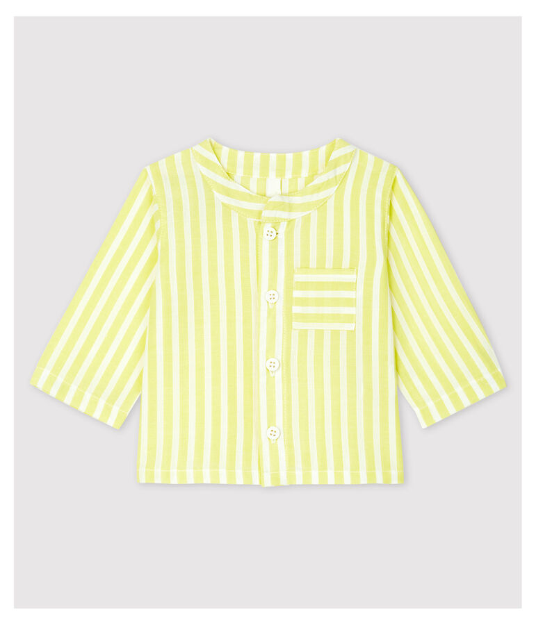 Blusa a righe gialle beb&egrave; in popeline di cotone biologico giallo JAUNE/bianco MARSHMALLOW