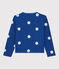Cardigan in cotone e lino bambina blu SURF/bianco MARSHMALLOW