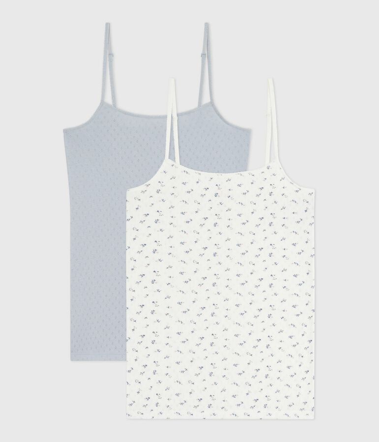 Set di canotte con spalline in cotone traforato donna multicolore