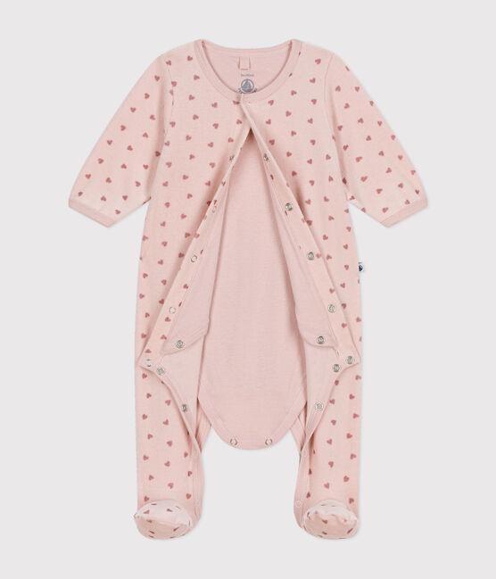 Bodyjama in velluto con stampa cuoricini neonato rosa SALINE/ ROSEWOOD