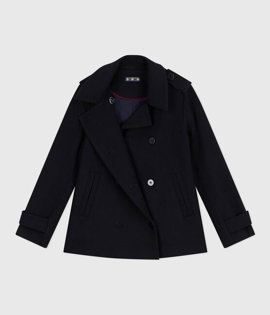 Caban donna in panno di lana blu SMOKING
