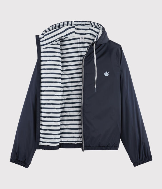 Giacca a vento calda e reversibile Donna/Uomo blu SMOKING