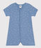Tutina corta bebè in cotone blu BEACH/ MARSHMALLOW