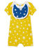 Tutina corta bebè bambino a costine giallo HONEY/bianco MARSHMALLOW CN