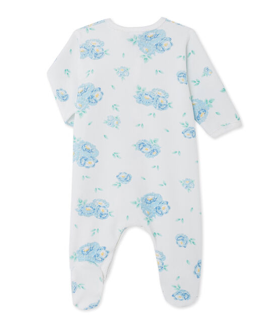 Tutina per bebè bambina in velluto stampata bianco LAIT/blu BLEU/ MULTICO