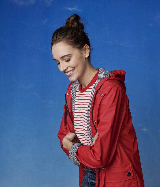 T-shirt marinière in cotone Donna bianco MARSHMALLOW/rosso TERKUIT