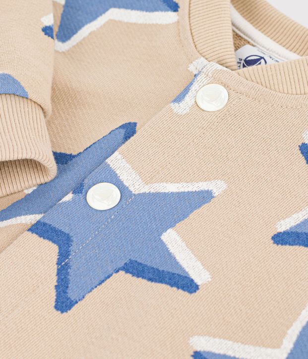 Tutina lunga in cotone con stampa di stelle neonato beige/multicolore