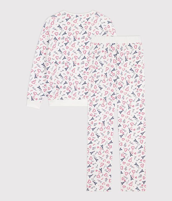 Pigiama in cotone stampato Parigi donna bianco MARSHMALLOW/bianco MULTICO