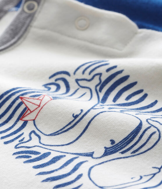 tee-shirtper bebé maschio bianco MARSHMALLOW/blu LIMOGES