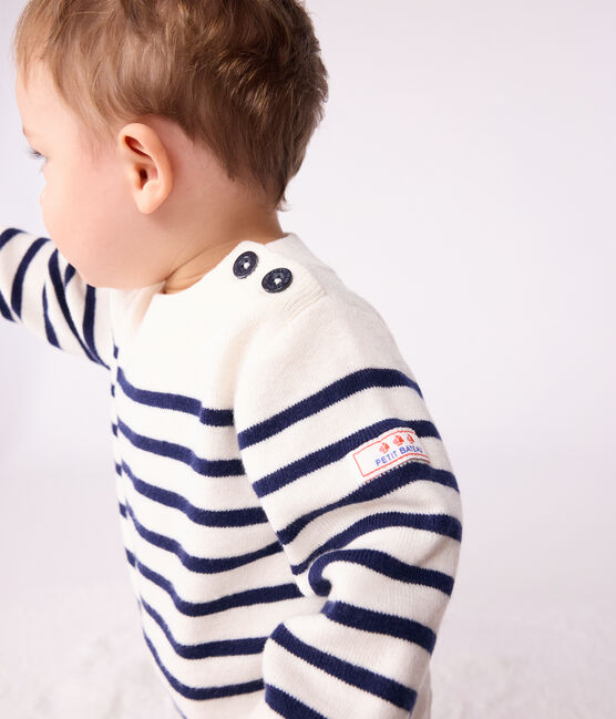Maglione in stile marinaro in misto lana e cotone a righe neonato blu MARSHMALLOW/ SOIR