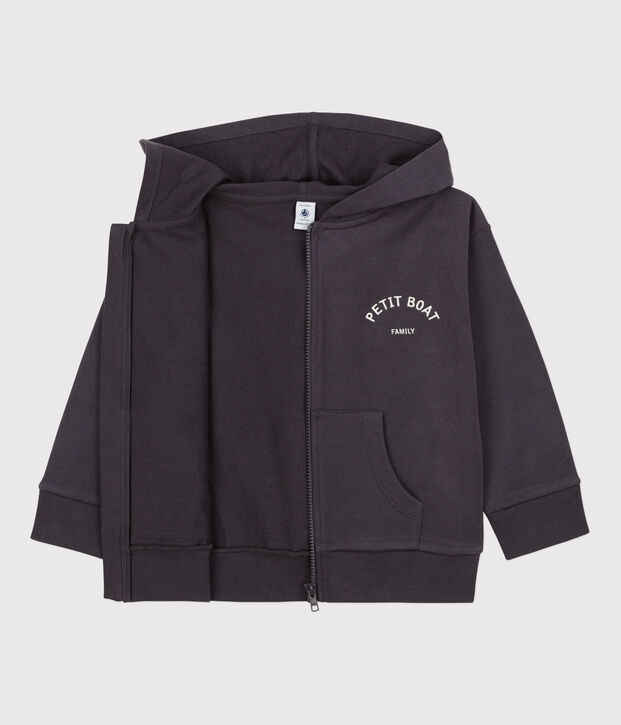 Felpa petit Boat con zip e cappuccio bambino grigio