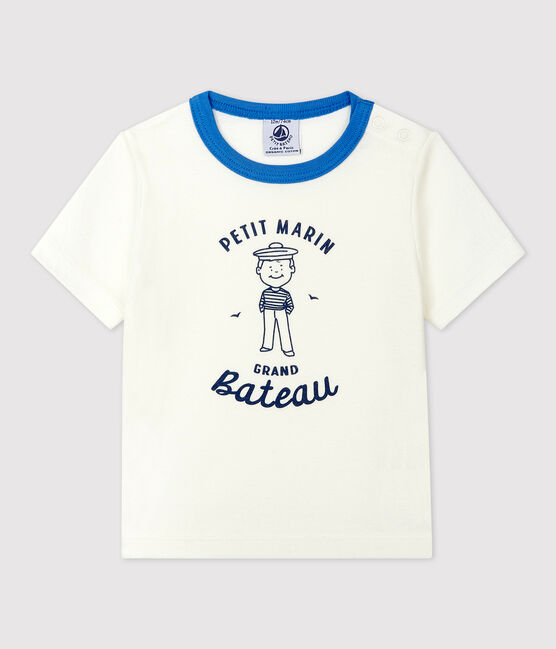 T-shirt bebè a maniche corte in cotone con motivo marinaro bianco MARSHMALLOW