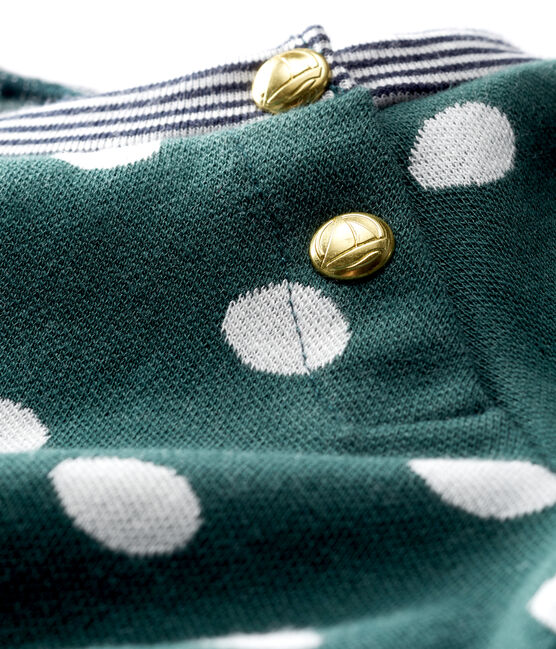 Blusa a manica lunga bebè femmina in fantasia verde SOUSBOIS/bianco MARSHMALLOW