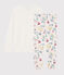 Pigiama ragazza a fiori bimateriale bianco MARSHMALLOW/bianco MULTICO