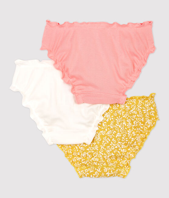 Confezione da 3 slip bambina con volant a fiori in cotone biologico variante 1