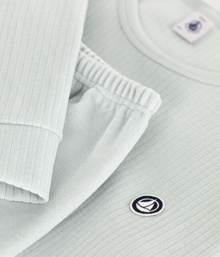 Pigiama in ciniglia tinta unita bambino blu CO2