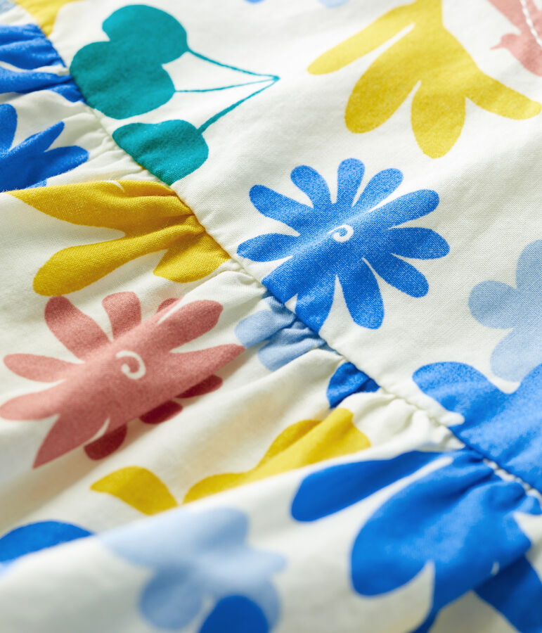 Blusa senza maniche beb&egrave; in popeline a fiori bianco/multicolore