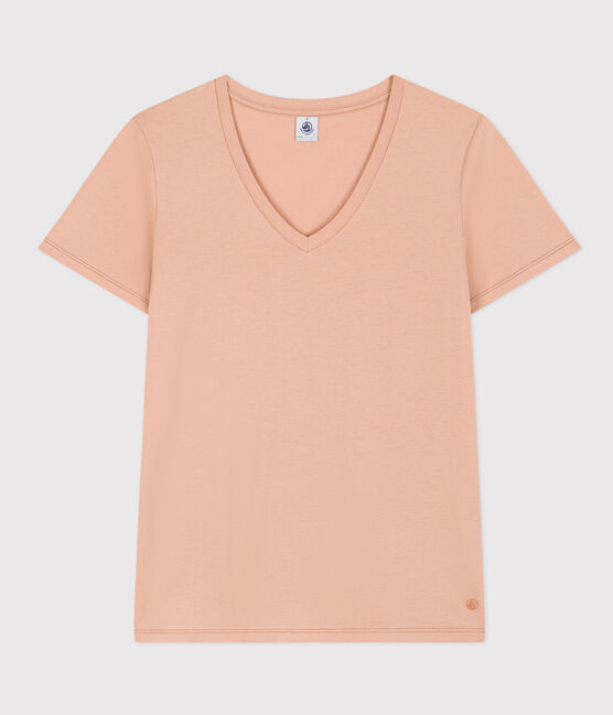 T-shirt LE DROIT scollo a V in cotone Donna beige VINTAGE