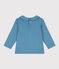 Blusa a maniche lunghe in cotone per bebè blu POLOCHON