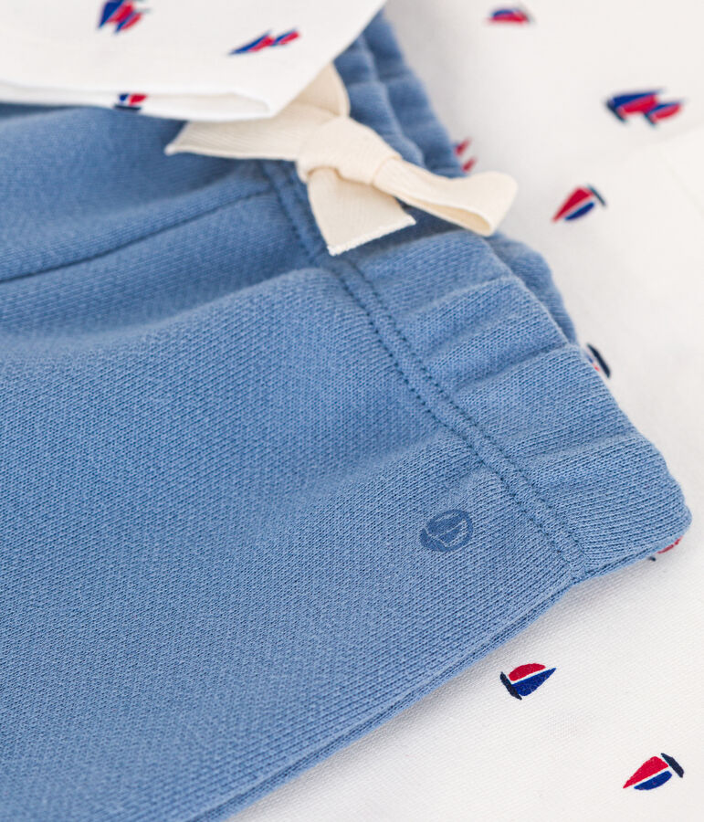 Set composto da salopette in tessuto felpato e T-shirt in cotone neonato multicolore