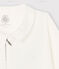 Tutina pigiama bebè in ciniglia con zip bianco MARSHMALLOW