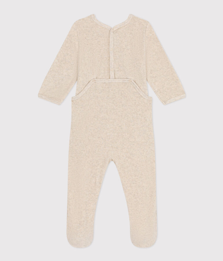 Pigiama neonato in ciniglia beige