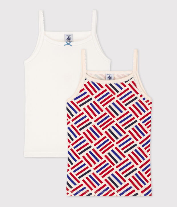 Confezione da 2 canottiere con spalline bambina cotone multicolore