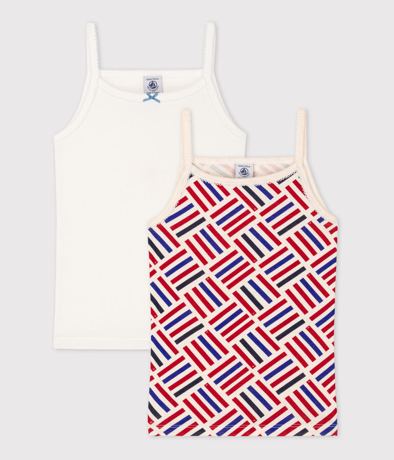 Confezione da 2 canottiere con spalline bambina cotone multicolore