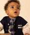 Cappotto letter jacket in tessuto felpato per bebè blu SMOKING/ AVALANCHE