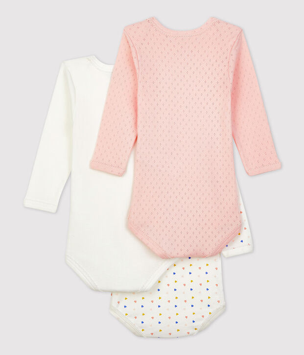 Confezione da 3 body con cuori multicolori a maniche lunghe in cotone multicolore
