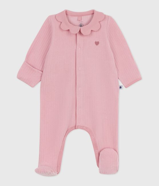 Pigiama con colletto in ciniglia tinta unita neonato rosa CHARME