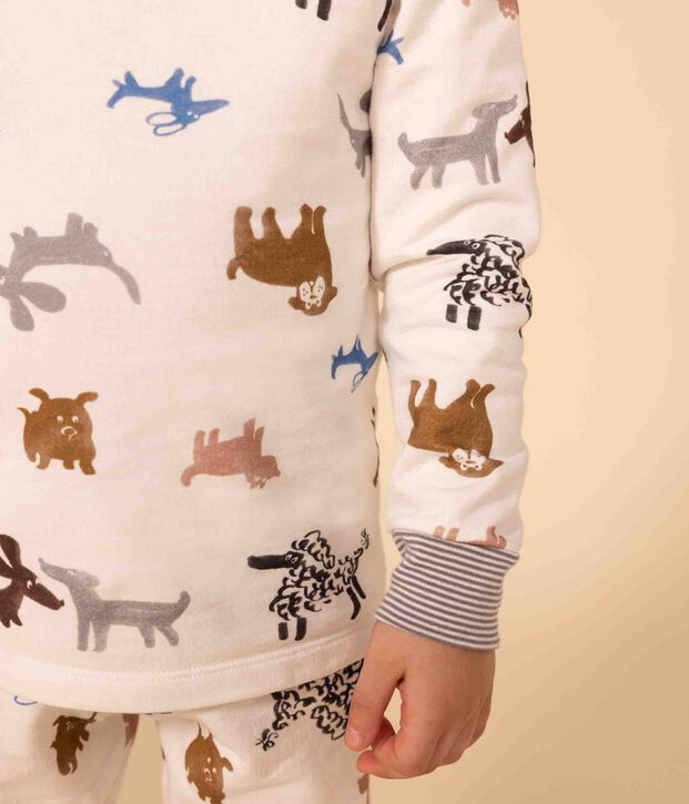 Pigiama travestimento con maschera bambino unisex in tessuto felpato bianco/multicolore