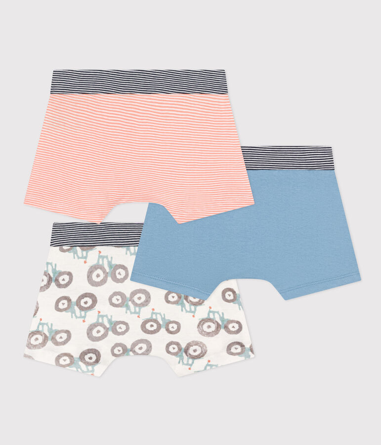 Confezione da 3 boxer bambino in cotone motivo trattore multicolore