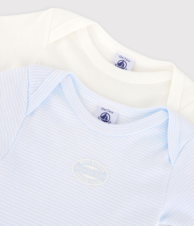 Confezione da 2 body manica lunga millerighe beb&egrave; in cotone biologico multicolore