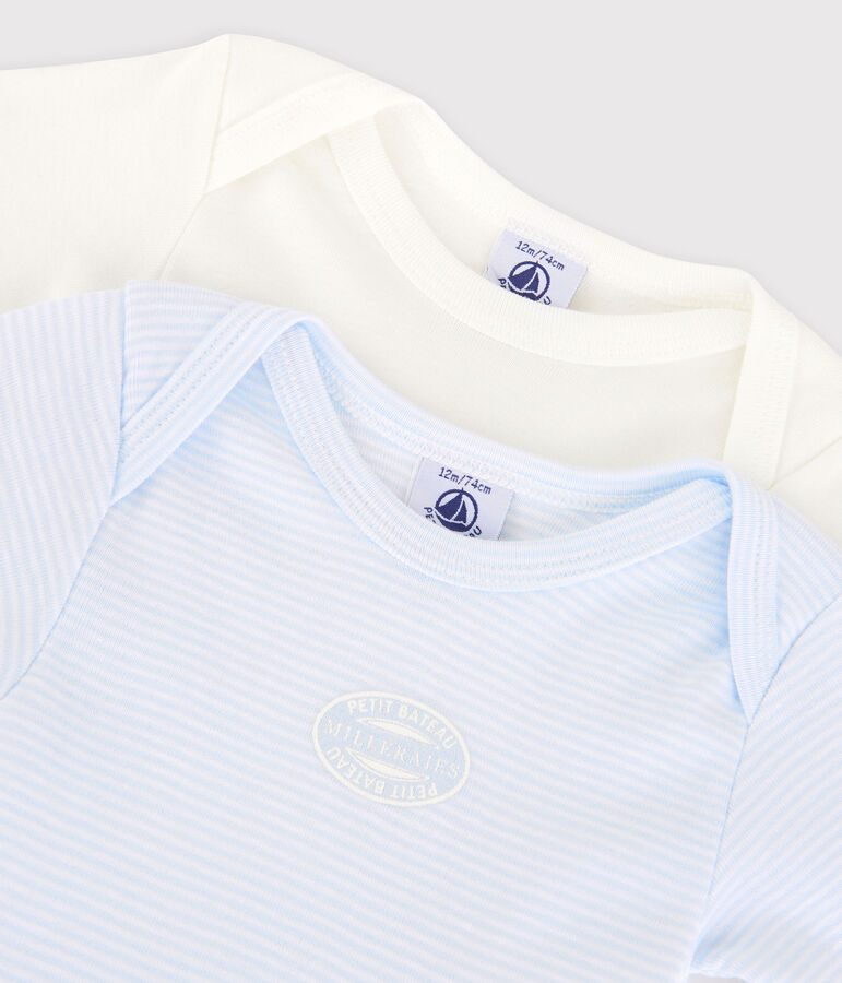 Confezione da 2 body manica lunga millerighe beb&egrave; in cotone biologico multicolore