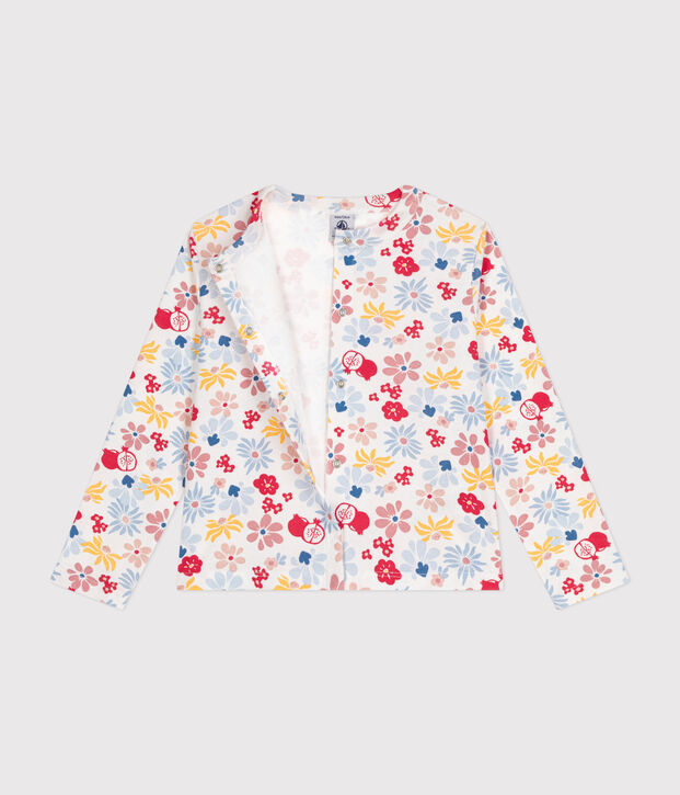 Cardigan in tessuto a costine bambina bianco/multicolore